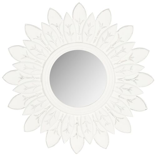 Lotus Sunburst Wall Mirror, White~P47446328