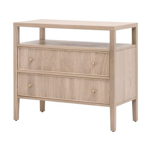 Auren Open Shelf 2-Drawer Oak Nightstand