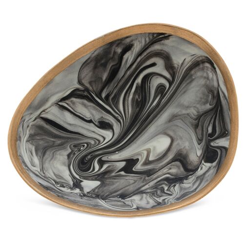 Marbleized Porcelain Ring Dish, Gray~P77533607