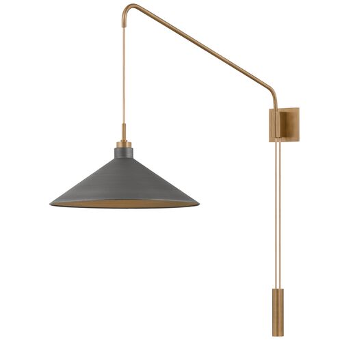 Conor Wall Sconce, Patina Brass and Graphite/Graphite
