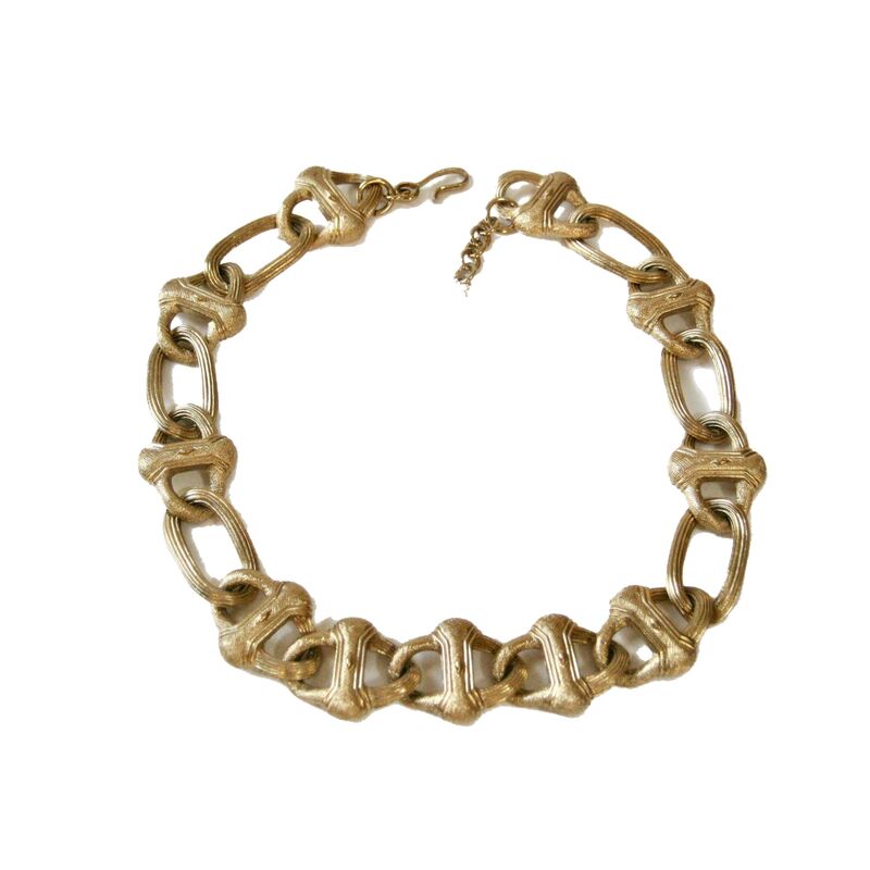 Givenchy Carved Antiqued Gold Necklace