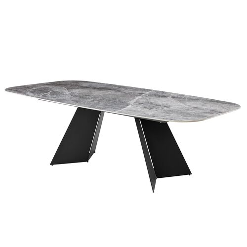 Verona 93" Dining Table, Gray Ceramic