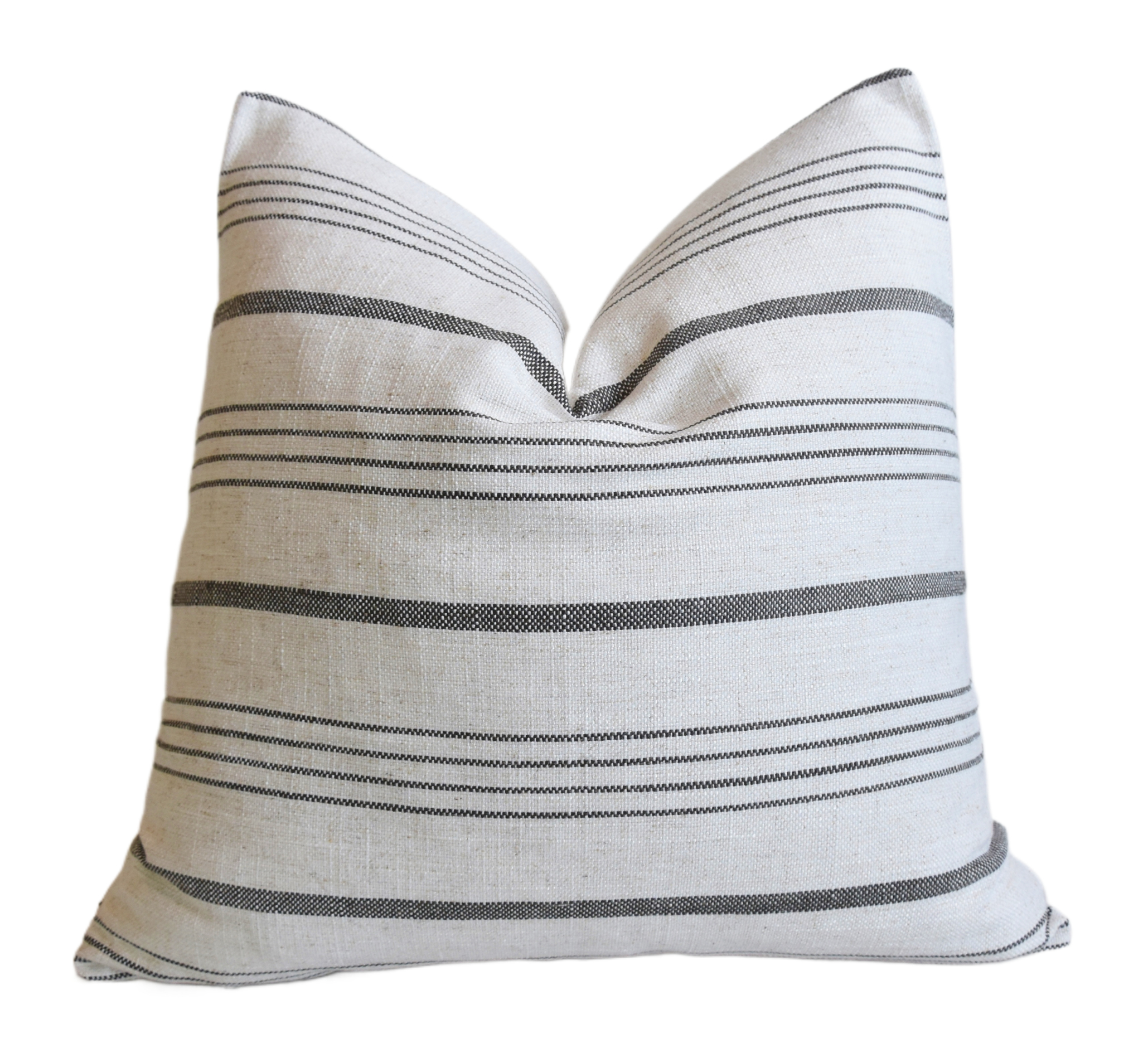 Woven Charcoal Gray Striped Pillow~P77687369