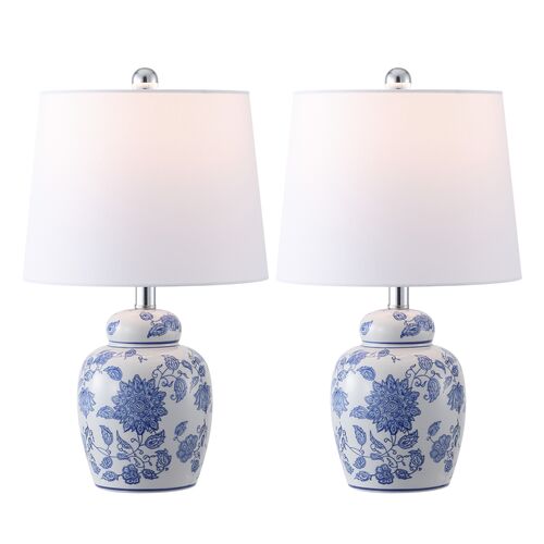 S/2 Bellamy Table Lamps, White / Blue S/2 Bellamy Table Lamps, White / Blue