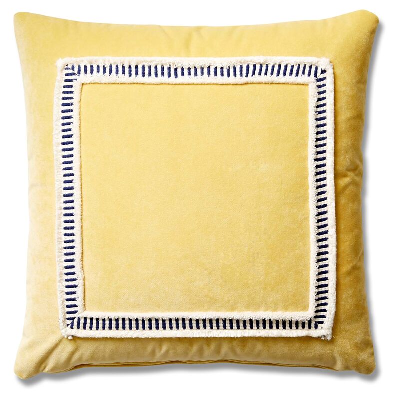 Marni 19x19 Striped Weave Pillow, Canary Velvet