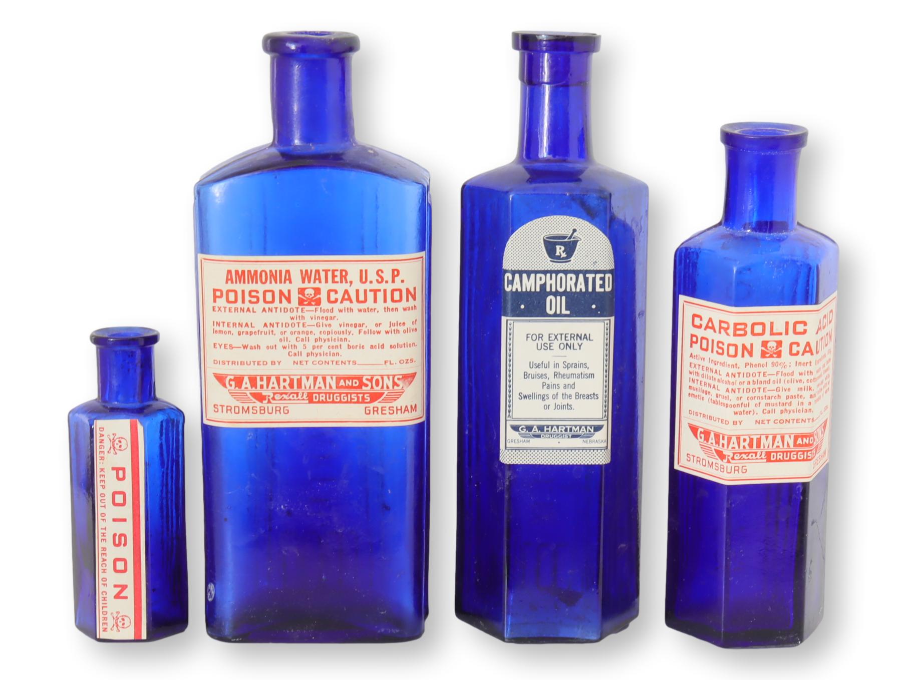 English Cobalt Blue Poison Bottles, S/4~P77684296