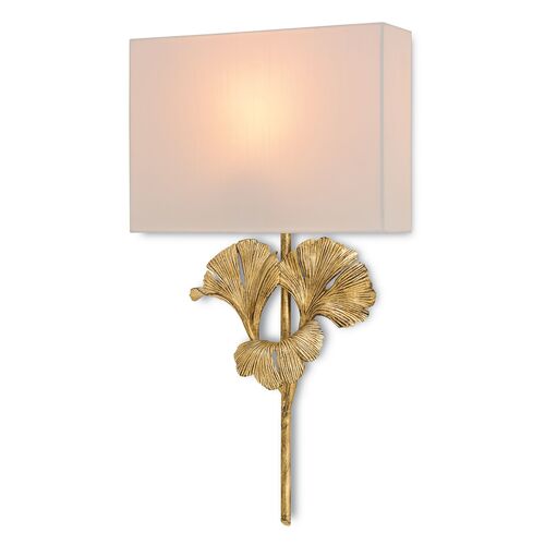 Gingko Gold Wall Sconce,  Gold Leaf/Off-White~P77594642