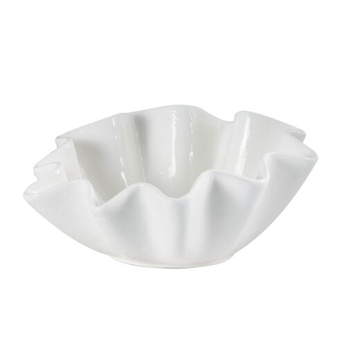 Ruffle Ceramic Large Bowl, White