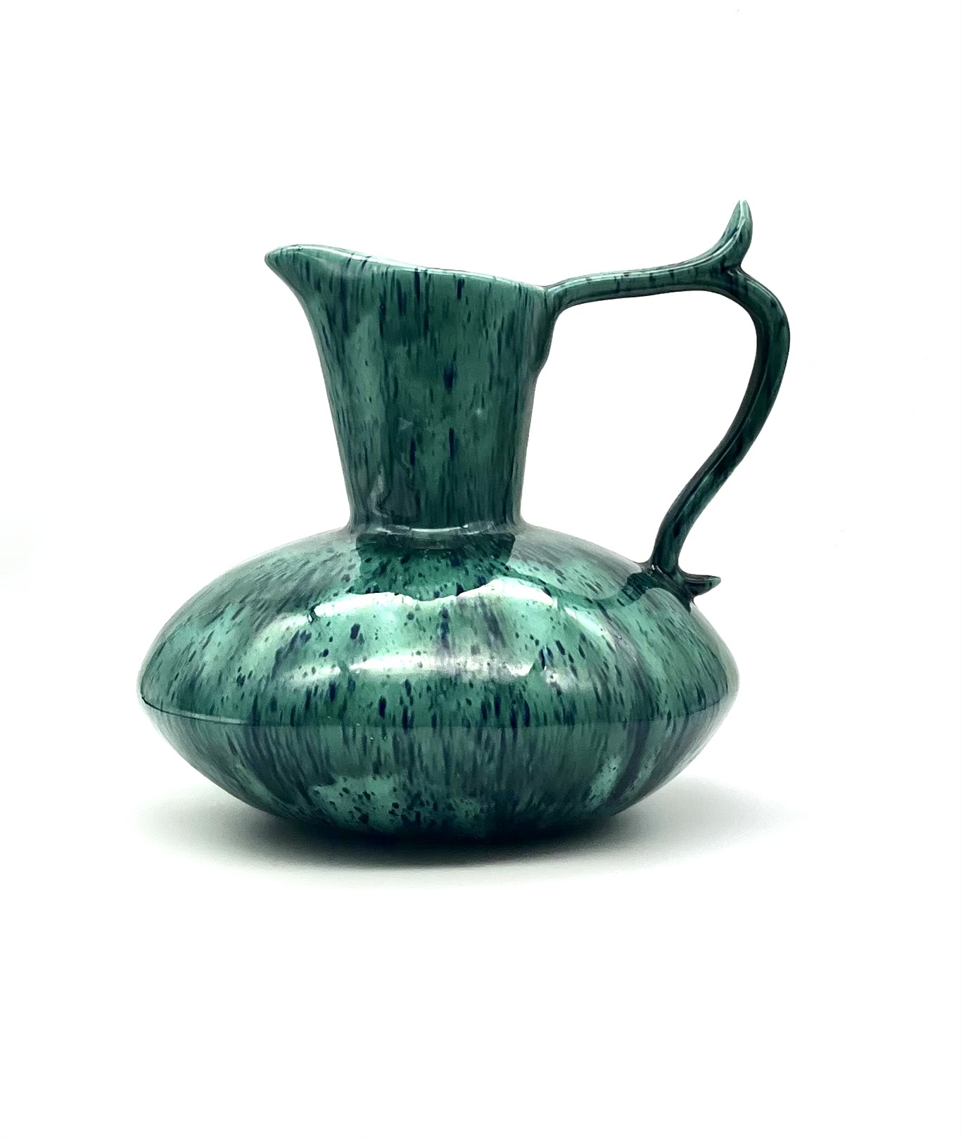 Midcentury Green Speckled Pitcher/Vase~P77644693