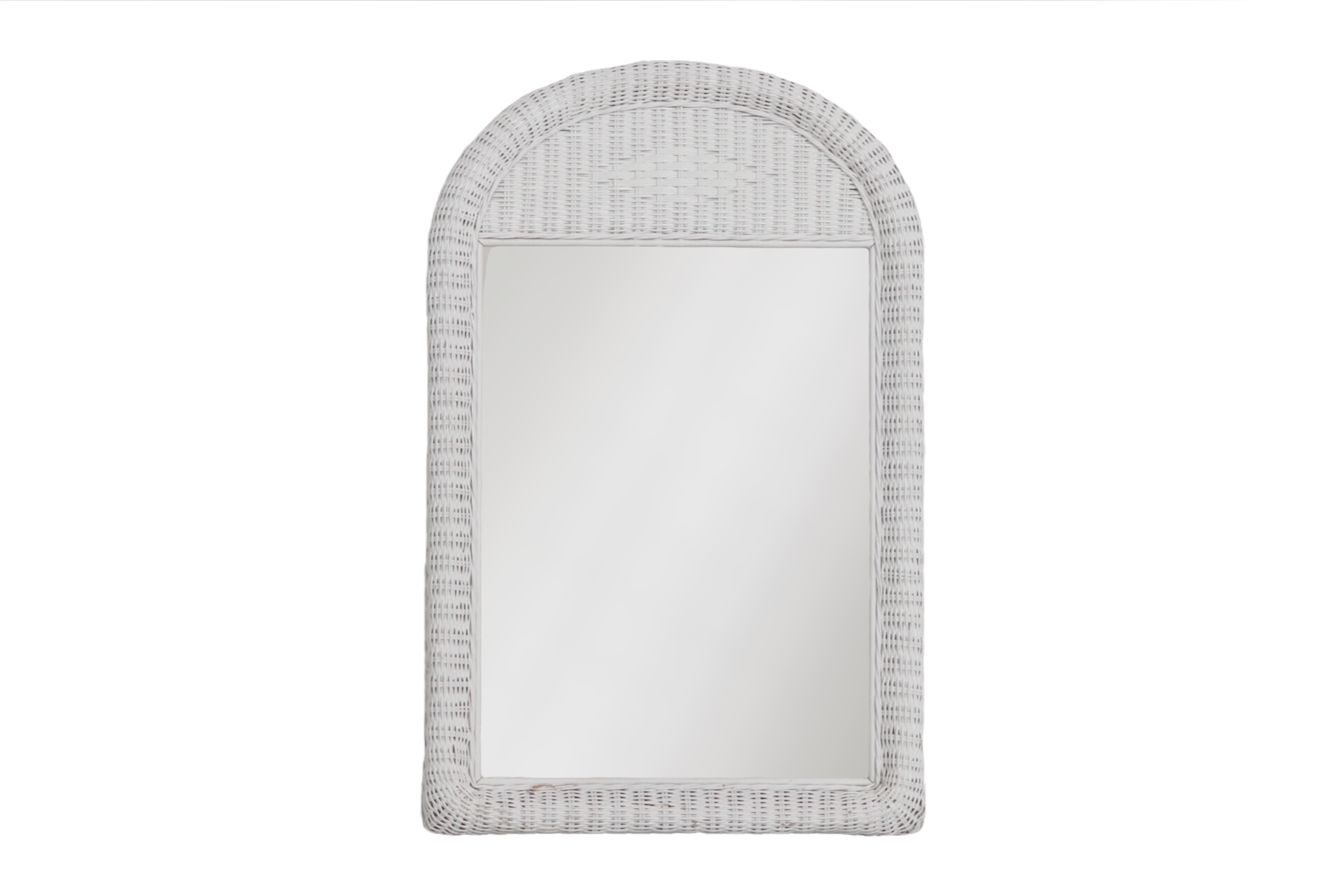 Arched White Wicker Wall Mirror~P77661684