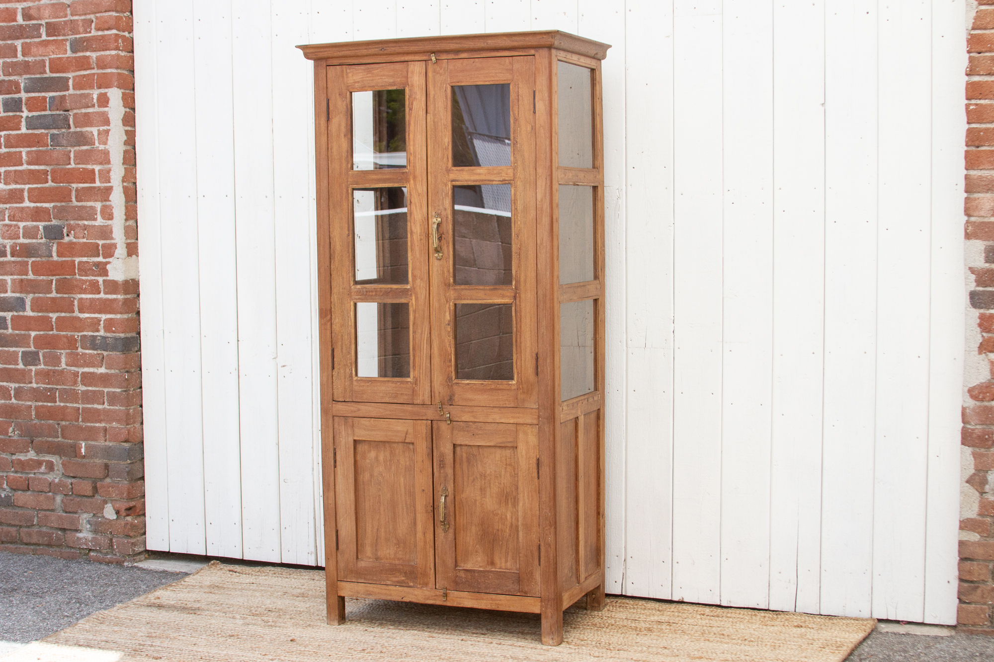 19th Century Tall Colonial Glass Cabinet~P77672333
