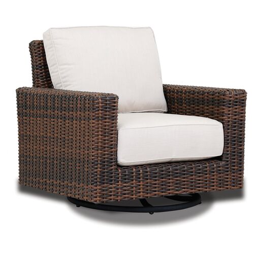 Montana Outdoor Swivel Club Chair, Brown/Canvas~P77423761