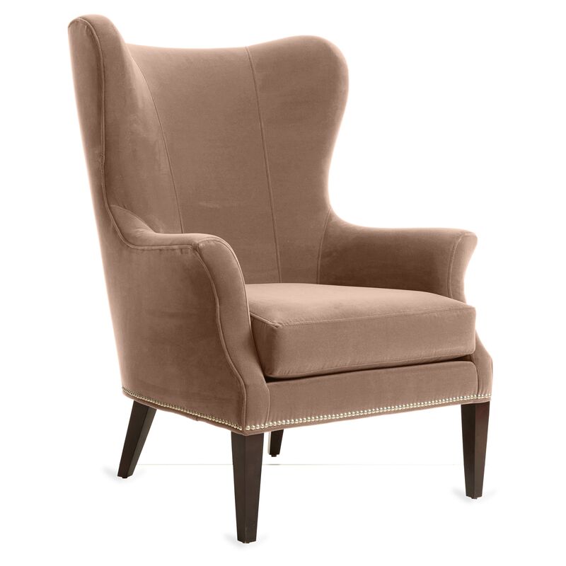 Tristen Wingback Chair, Blush Velvet