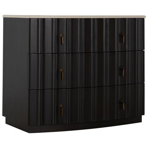 Sergio 3-Drawer Fluted Chest, Black