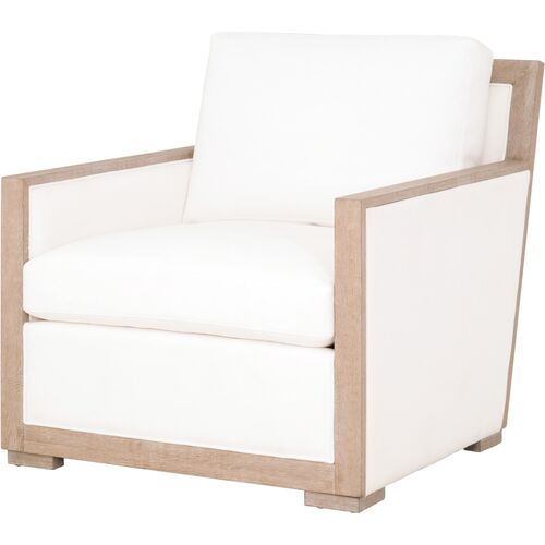 Milly Wood-Trim Chair, Pearl Performance~P77642135