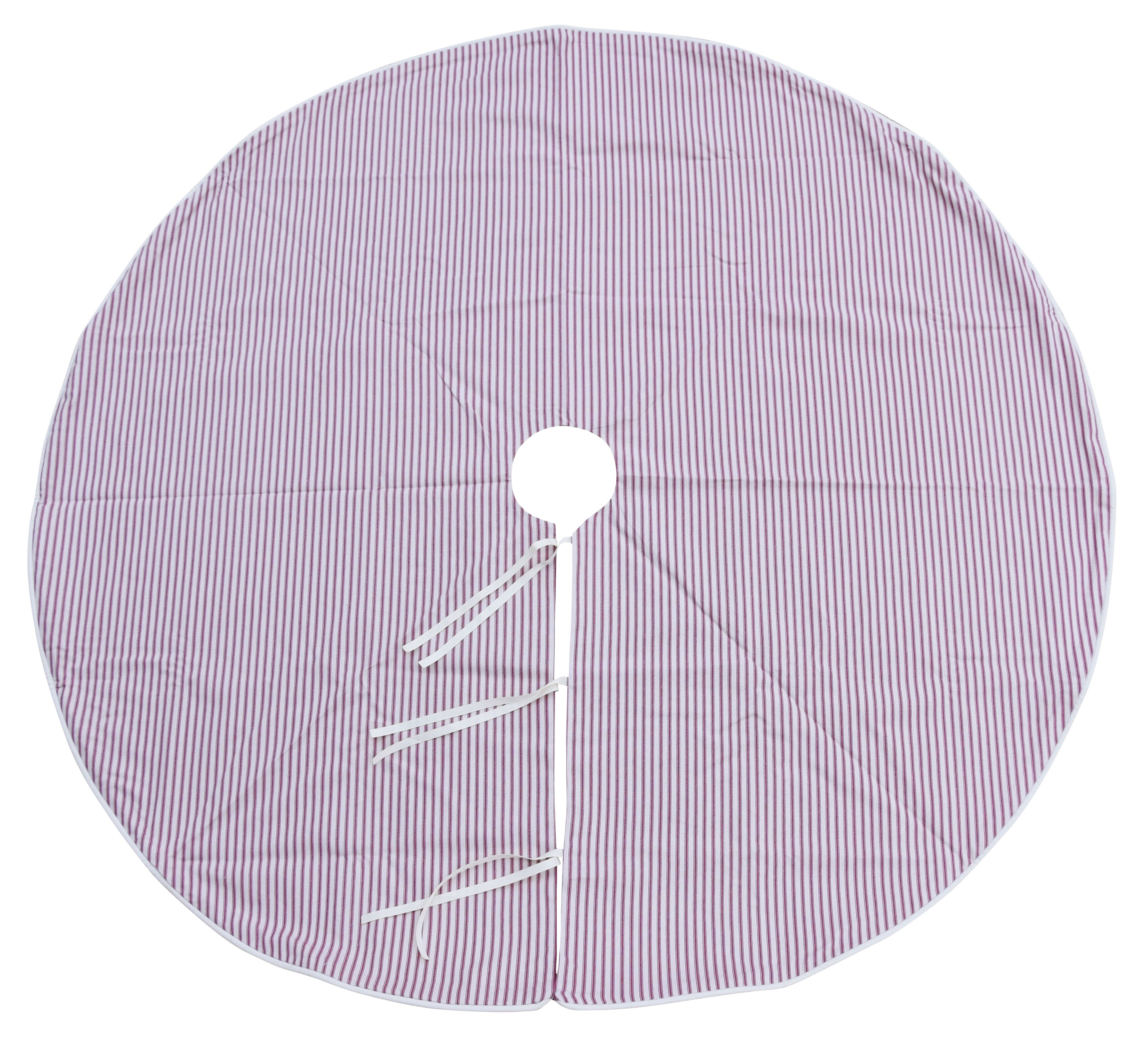 Red & Cream Ticking Christmas Tree Skirt~P77507710