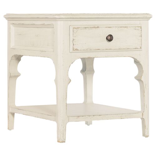 Americana 1-Drawer End Table, Distressed White
