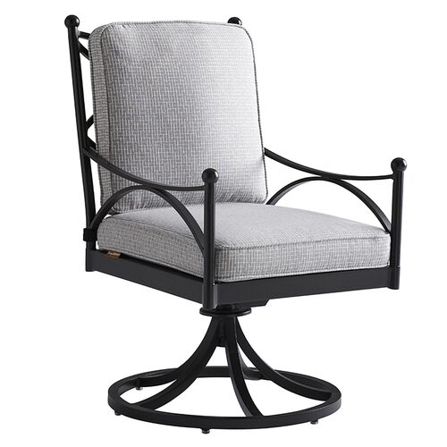 Pavlova Outdoor Aluminum Swivel Rocker Dining Chair, Black/Geometric Gray Sunbrella Pavlova Outdoor Aluminum Swivel Rocker Dining Chair, Black/Geometric Gray Sunbrella