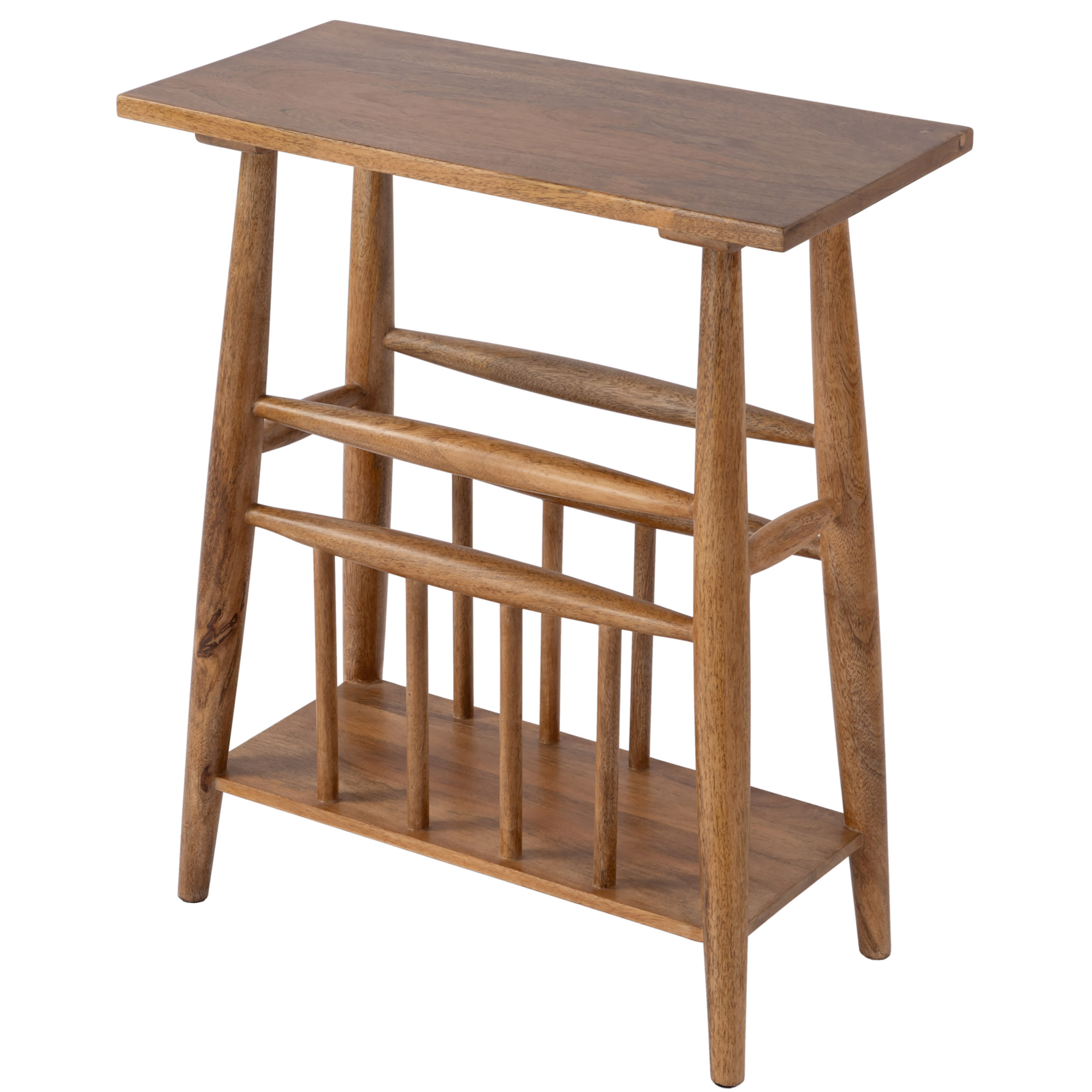 Lysandra 20" W Rectangular Solid Wood Side Table with Magazine Holder, Natural Lysandra 20" W Rectangular Solid Wood Side Table with Magazine Holder, Natural