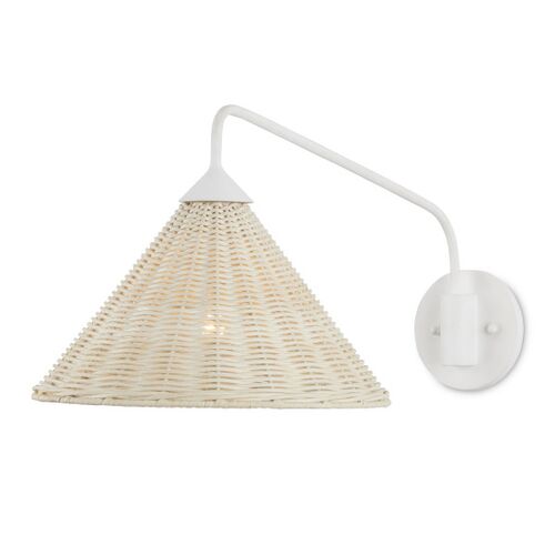 Basket Swing Arm Wall Sconce, Bleached Gesso White