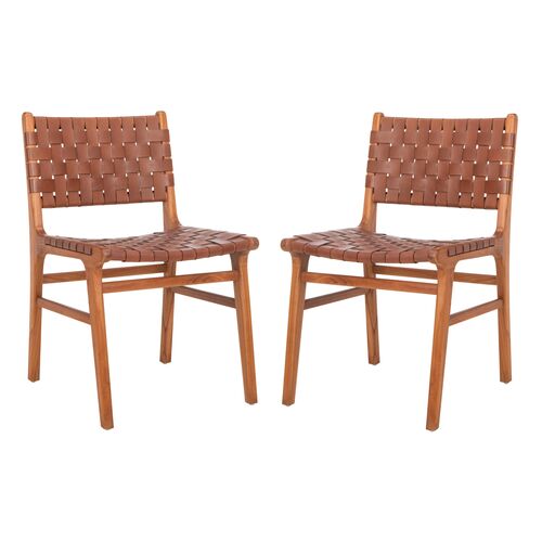 S/2 Jessica Side Chairs, Cognac~P77575725