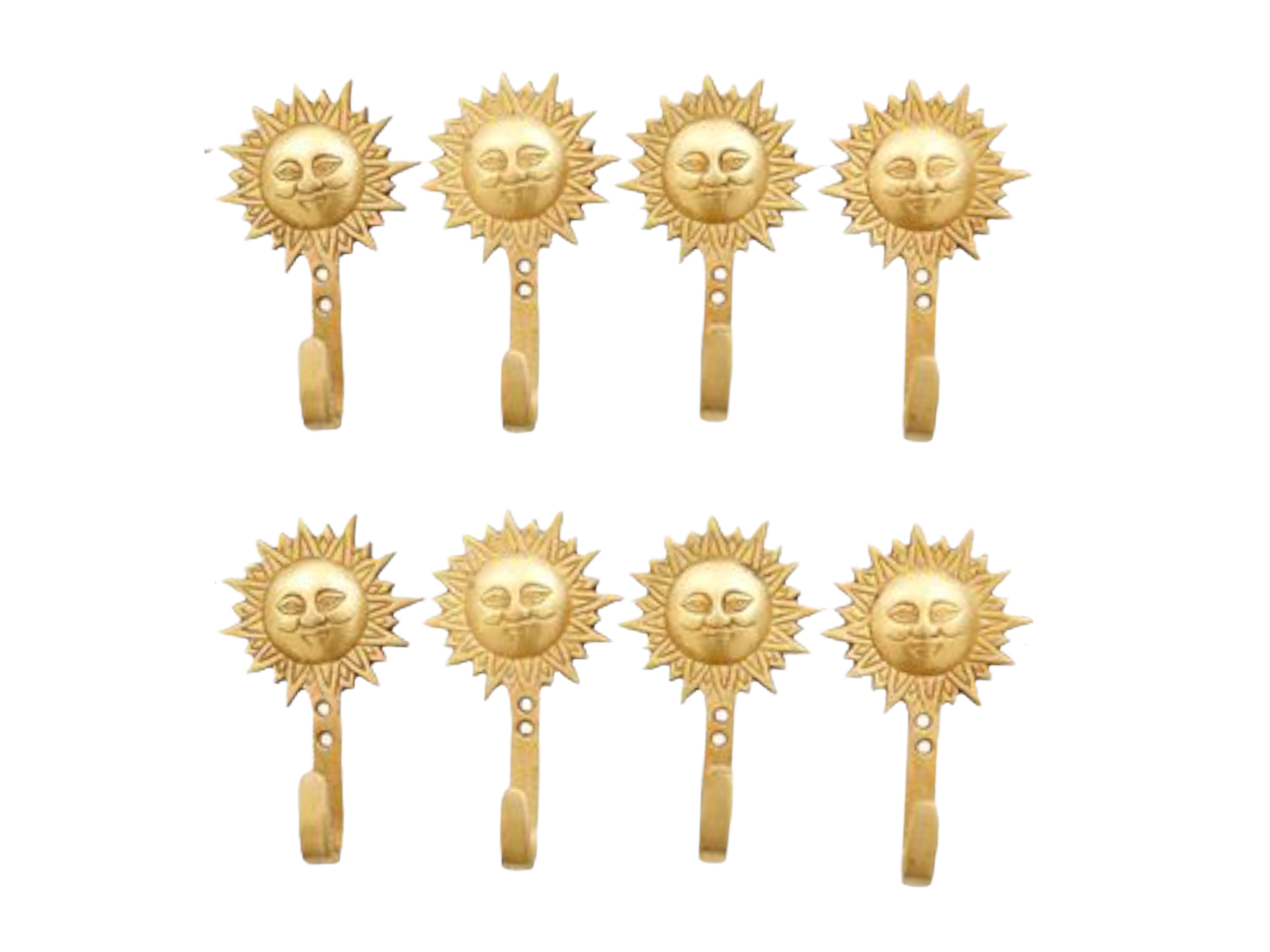 Bohemian Sun Brass Wall Hooks - Set of 8~P77659000