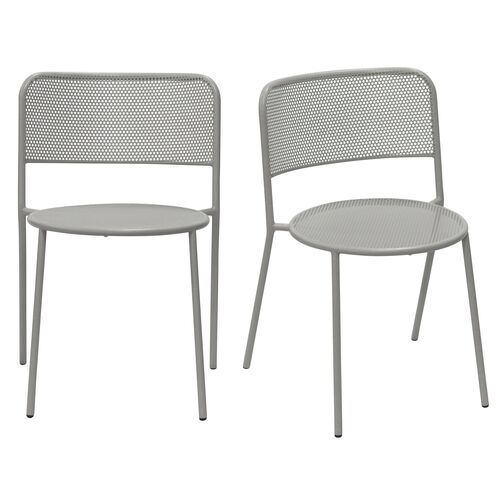 S/2 Ethan Outdoor Steel Stackable Side Chairs