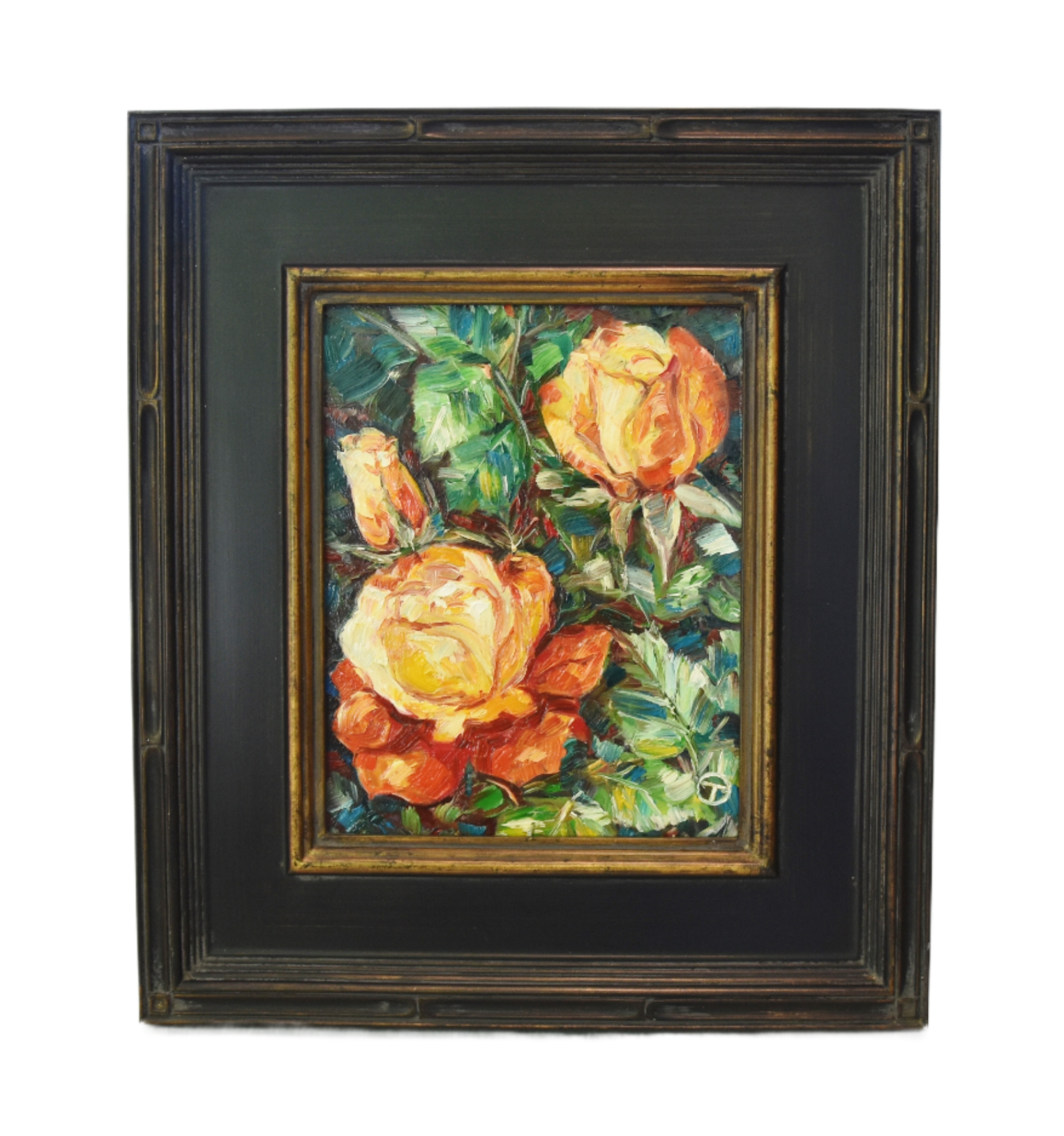 Floral Orange Yellow Roses Oil Painting~P77693559