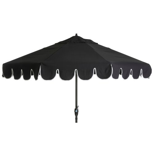 Phoebe Scallop-Edge Patio Umbrella, Black~P77416849