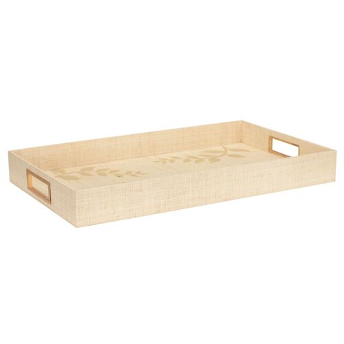 Autumnal Raffia Tray, Natural