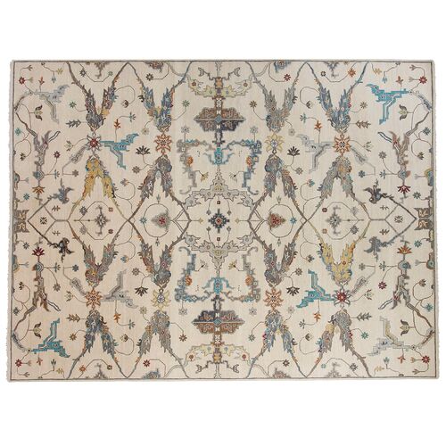 Sari Wool Oushak Rug, 8x10, Ivory