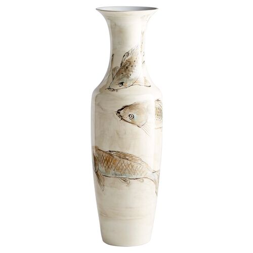 32" Koi Vase, Tan/Ivory~P77489534