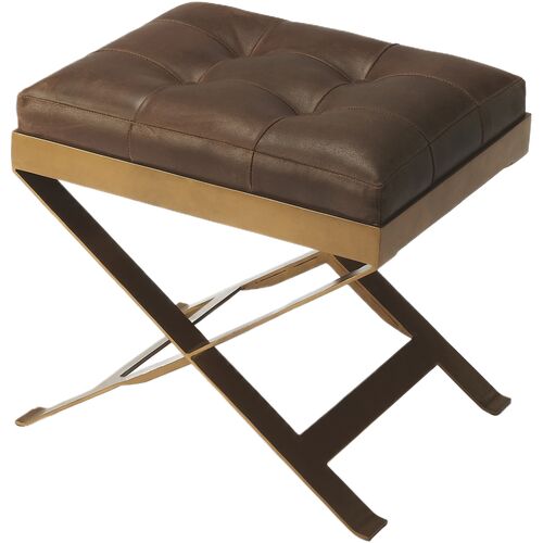 Bernadette Leather Stool, Brown Bernadette Leather Stool, Brown