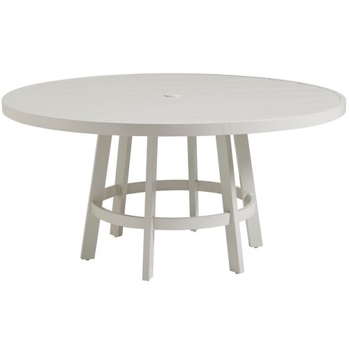 Seabrook Outdoor Round Dining Table, Ivory