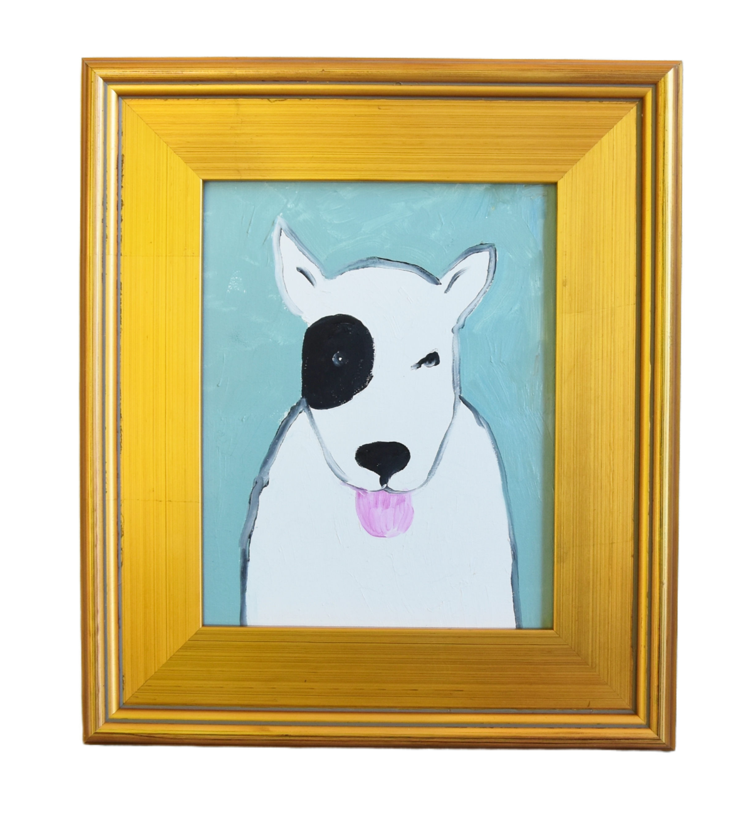 Folk Art Dog Doggie Pet Oil Painting~P77672241