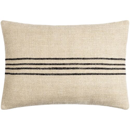 Brett Linen Stripe Lumbar Pillow, Brown/Black Brett Linen Stripe Lumbar Pillow, Brown/Black