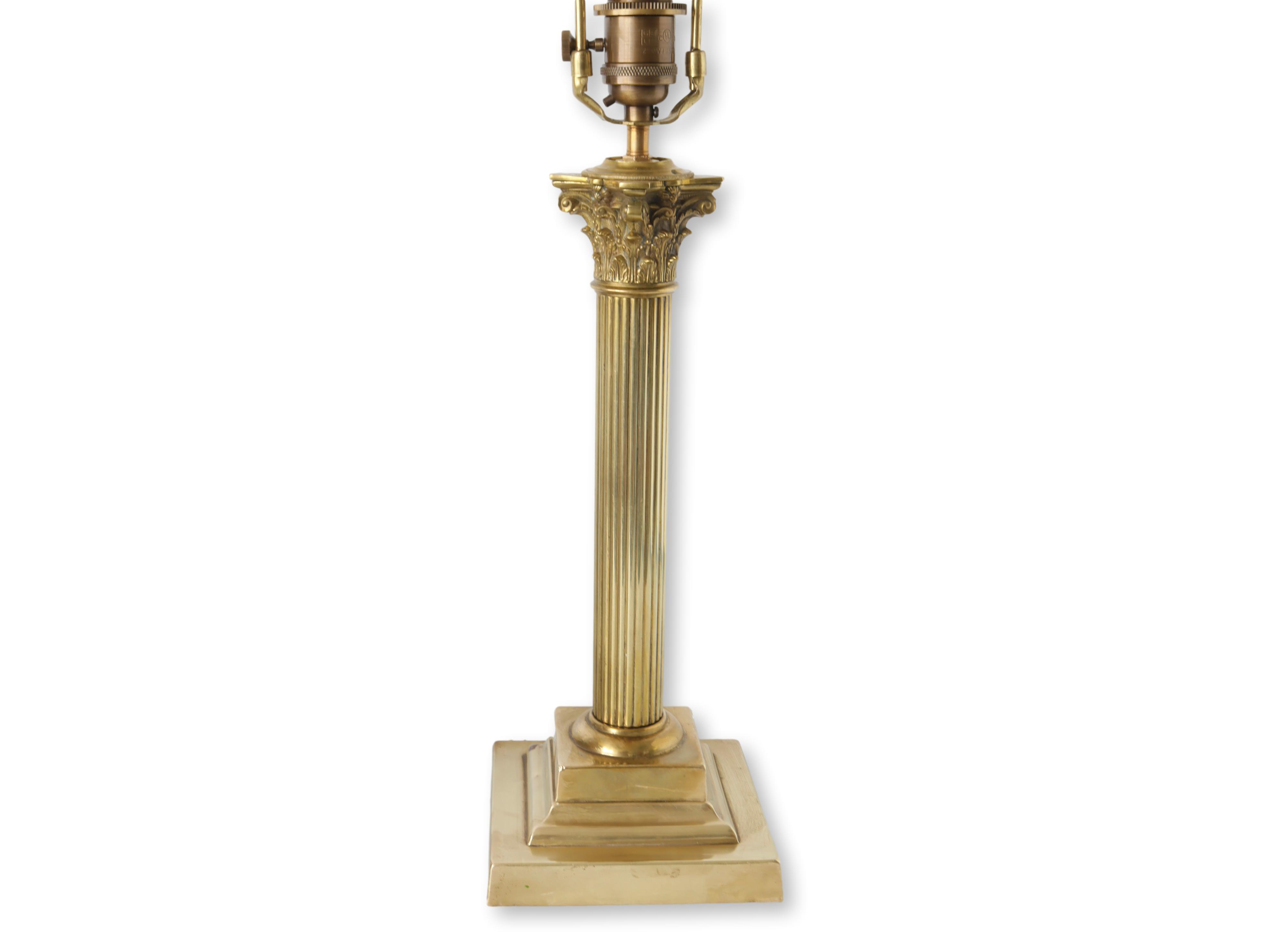 Antique Brass Lamp w/Stripe Shade~P77673273