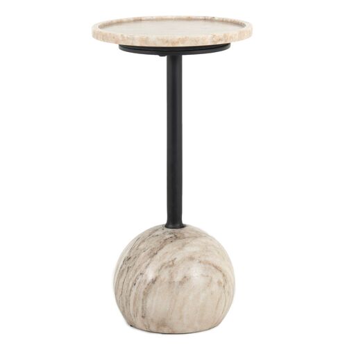 Davis Marble Accent Table, Ivory/Black~P77595418