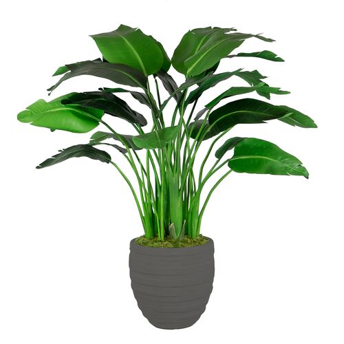 Faux Travelers Palm In Stonecast Pot