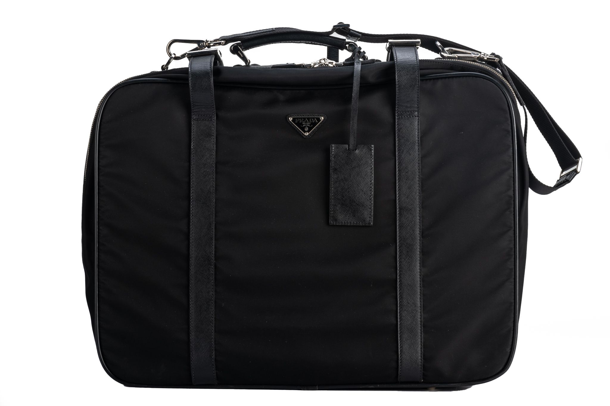 Prada Unisex Black Weekender Suitcase~P77650624