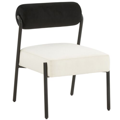 Xen Velvet Accent Chair, Black/Cream