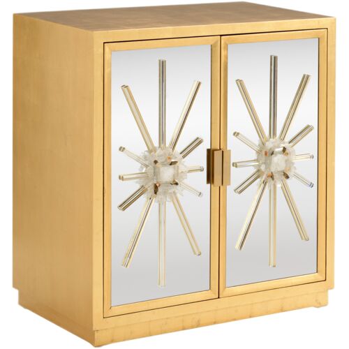 Starburst Mirrored Cabinet, Gold