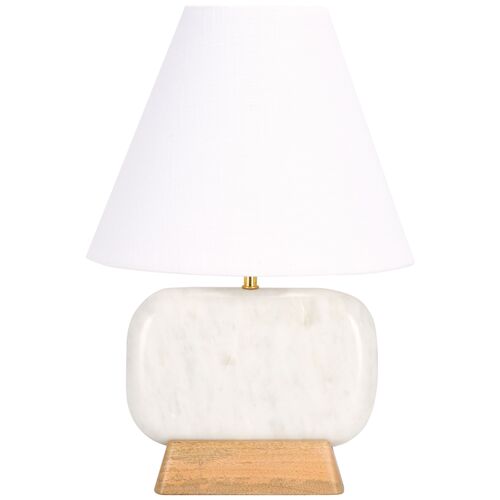 Amiya 17" Table Lamp, White Marble/Natural