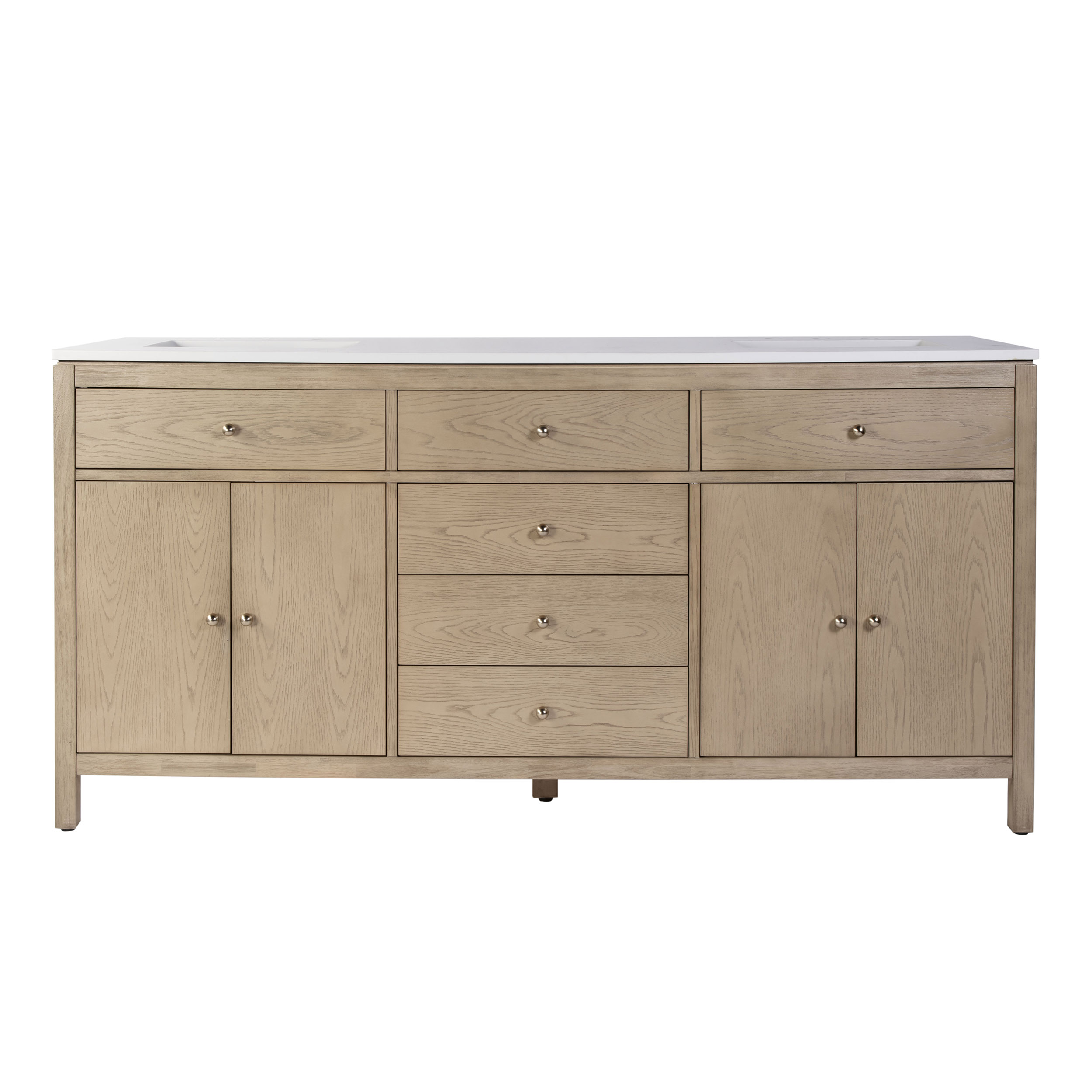 Charlie 72" Quartz Top Double Sink 4-Drawer Bathroom Vanity Set