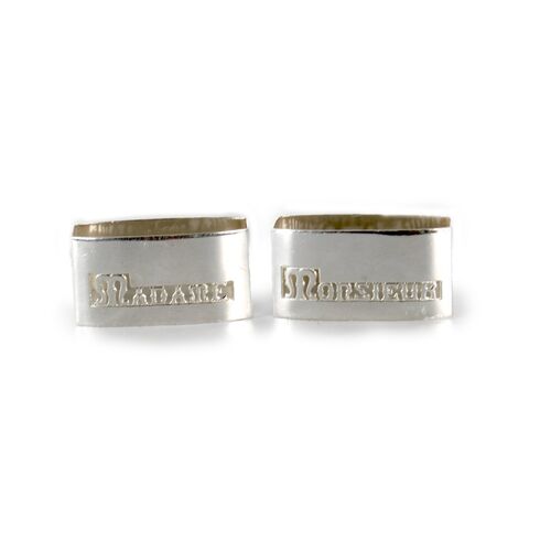 Monsieur and Madame Wedding Gift Engagement Gift. French Silver plated napkin rings