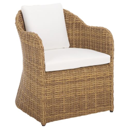 Renata Outdoor Wicker Dining Chair, Natural/White