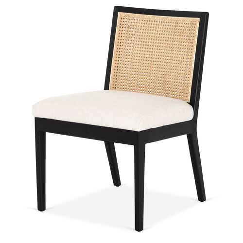 Aimee Cane Dining Side Chair, Ebony/Flax~P77575284