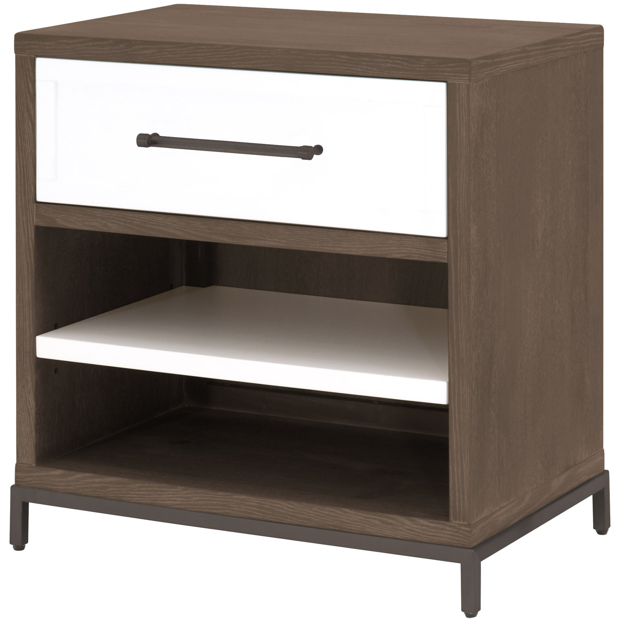 Fawn 1-Drawer Nightstand, Brown Acacia/Matte White | One Kings Lane