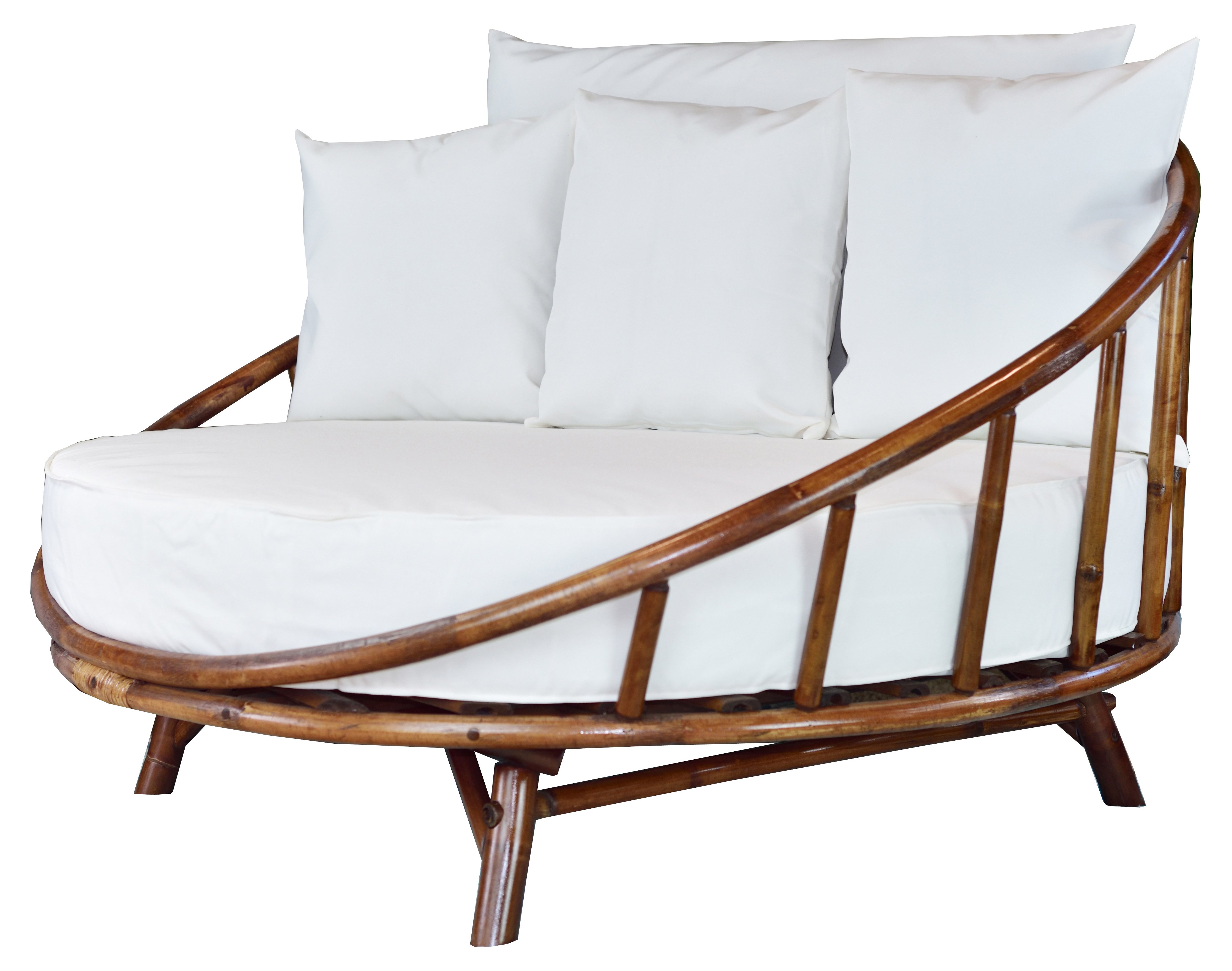 Olu bamboo round shop patio daybed with cushions