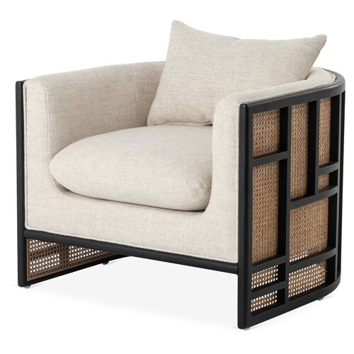Autumn Club Chair, Ebony/Flax Linen~P77575324